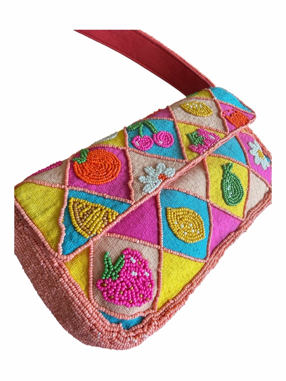 Viral America & Beyond Beaded Colorful Pink Fruit Bag NWT Marshalls TJMaxx - Picture 5 of 11